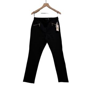 Ivanka Trump Black Pants With Faux Gold Zipper Accent